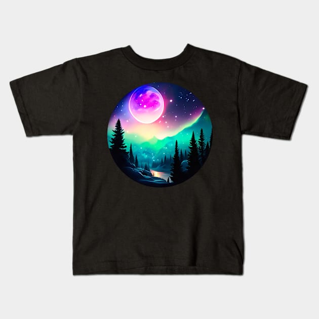 Northern Lights - Winter - Natural Beauty - Christmas Kids T-Shirt by Stylish Dzign